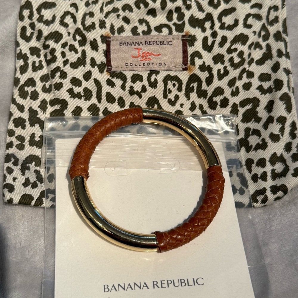 Banana Republic x Issa London Gold and Tan Woven Bangle
